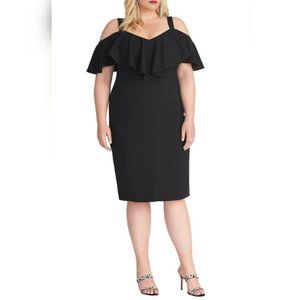 Black scuba midi dress